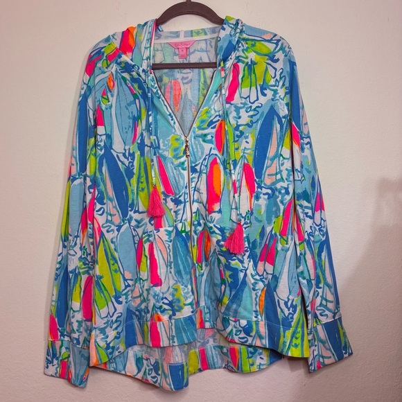 Lilly Pulitzer Mooring Full Zip Hoodie Beach and Bae size Medium - Picture 1 of 13